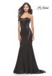 Picture of: Liquid Jersey Gown with Mesh Strappy Side Panels in Black, Style: 31601, Main Picture