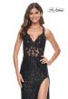Picture of: Sequin Prom Dress with Lace Detail Illusion Bodice in Black, Style: 31657, Main Picture