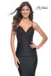 Picture of: Beaded Illusion Top with Ruched Jersey Skirt Prom Dress in Black, Style: 31920, Main Picture