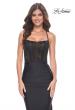 Picture of: Bustier Illusion Rhinestone Bodice with Ruched Skirt Prom Dress in Black, Style: 32064, Main Picture