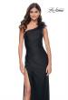 Picture of: One Shoulder Jersey Gown with Feather Detail in Black, Style: 32076, Main Picture