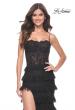 Picture of: Fitted Ruffle Skirt Lace Dress with Illusion Bodice in Black, Style: 32113, Main Picture