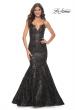 Picture of: Mermaid Print Sequin Dress with Scallop Detail Neckline in Black, Style: 32118, Main Picture