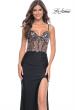 Picture of: Fitted Jersey Prom Dress with Sequin Lace Illusion Bodice in Black, Style: 32133, Main Picture