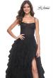 Picture of: Tulle A-Line Dress with Ruffle Skirt and Buster Rhinestone Fishnet Bodice in Black, Style: 32233, Main Picture