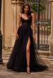 Picture of: Beautiful A-line Tulle Dress with Eyelet Neckline and Lace Top in Black , Style 32594, Main Picture