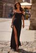 Picture of: Off the Shoulder Rhinestone Net Jersey Evening Dress in Black , Style 32650, Main Picture