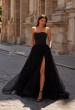 Picture of: Strapless A-line Dress with Full Rhinestone Top in Black , Style 32690, Main Picture