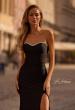 Picture of: Jersey Long Prom Dress with Ruching and Chic Rhinestone Neckline in Black , Style 32756, Main Picture
