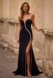 Picture of: Fabulous Jersey Dress with Rhinestones Lining the Top and HIgh Slit in Black , Style: 32854, Main Picture