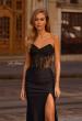 Picture of: Evening Dress with Illusion Strapless Bodice and Lace Applique in Black , Style 32912, Main Picture