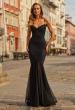 Picture of: Lace Mermaid Gown with Sheer Godet Skirt in Black, Style: 33562, Main Picture