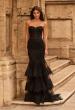 Picture of: Jersey Prom Dress with Cowl Neckline and Open Beaded Back in Black, Style: 33563, Main Picture