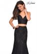 Picture of: Lace Two Piece Gown with Rhinestone Accents in Black, Style: 27589, Detail Picture 8