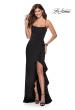Picture of: Ruffle Prom Dress with Scoop Neck and Lace Up Back in Black, Style: 28294, Detail Picture 8