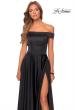 Picture of: Satin Off the Shoulder Evening Dress with Pockets in Black, Style: 28978, Detail Picture 8