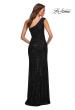 Picture of: One Shoulder Gown in Elegant Soft Sequin Fabric in Black, Detail Picture 8