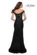 Picture of: Lace Off the Shoulder Gown with Deep V Neckline in Black, Style 29693, Detail Picture 9