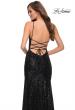 Picture of: Lace Up Back Sequin Gown with Flare Skirt in Black, Style 29741, Detail Picture 8