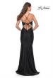 Picture of: Embellished Rhinestone Jersey Long Dress with Lace Up Back in Black, Style: 30996, Detail Picture 8
