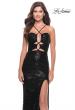 Picture of: Stretch Sequin Dress with Unique Front Cut Outs in Black, Style: 31549, Style: 31549