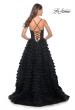 Picture of: Ruffle Tulle Prom Gown with Illusion Lace Bodice and High Slit in Black, Style: 32128, Detail Picture 8