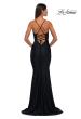 Picture of: Lace and Jersey Dress with Ruched Skirt and V Neckline in Black, Style: 32217, Detail Picture 8