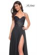 Picture of: Chiffon and Lace Gown with Bustier Top in Black, Style: 32276, Detail Picture 8