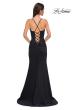 Picture of: Ruched Long Jersey Dress with Draped Rhinestone Neckline in Black , Style 32802, Detail Picture 8