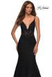 Picture of: Mermaid Lace Prom Dress with Sheer Jeweled Bodice in Black, Detail Picture 9