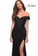 Picture of: Off the Shoulder Long Jersey Gown with Ruffle in Black, Style: 30703, Detail Picture 9