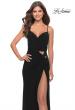Picture of: Net Jersey Dress with Cut Outs and High Slit in Black, Style: 31124, Detail Picture 9