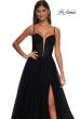 Picture of: Tulle Prom Dress with A-Line Skirt and Ruched Corset Top in Black, Style: 32700, Detail Picture 9