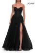 Picture of: Tulle Ball Gown with Beaded Corset Bodice and High Slit in Black, Style: 33410, Detail Picture 9