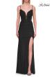 Picture of: Ruched Jersey Gown with Beaded Bodice and High Slit in Black, Style: 33665, Detail Picture 9