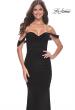 Picture of: Off the Shoulder Net Jersey Dress with Ruching in Black, Style: 31914, Detail Picture 10