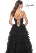 Picture of: Ruffle Tulle A-Line Dress with Satin Bustier Top in Black, Style: 32071, Detail Picture 10