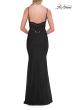 Picture of: Ruched Jersey Gown with Beaded Bodice and High Slit in Black, Style: 33665, Detail Picture 10