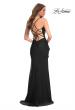 Picture of: Faux Wrap Jersey Dress with Slit and Strappy Back in Black, Style: 30501, Detail Picture 11