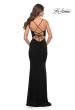 Picture of: Net Jersey Gown with Jeweled Detail in Deep V Neckline in Black, Style: 31114, Detail Picture 11