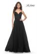 Picture of: Simple Tulle A-LIne Prom Dress with Ruched Illusion Bodice in Black, Style: 32130, Detail Picture 11