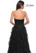 Picture of: Prom Dress with Tulle Ruffle Skirt and Satin Corset Top in Black , Style 32760, Detail Picture 11
