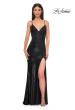 Picture of: Fitted Metallic Jersey Prom Dress with Corset Style Top in Black , Style 32877, Detail Picture 11