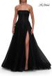 Picture of: Strapless A-Line Gown with Embroidered Corset and Slit in Black, Style: 33528, Detail Picture 11