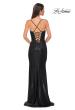 Picture of: Fitted Metallic Jersey Prom Dress with Corset Style Top in Black , Style 32877, Detail Picture 12