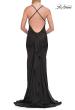 Picture of: Satin Gown with Cowl Neck and Open Back in Black, Style: 33193, Detail Picture 12