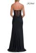Picture of: Strapless Jersey Corset Gown with High Slit and Ruched Detail in Black, Style: 33396, Detail Picture 12