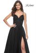 Picture of: Simple Tulle A-LIne Prom Dress with Ruched Illusion Bodice in Black, Style: 32130, Detail Picture 13