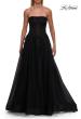 Picture of: Strapless A-Line Gown with Embroidered Corset and Slit in Black, Style: 33528, Detail Picture 13