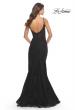 Picture of: Lace Dress with High Side Slit and V Neckline in Black, Style: 30767, Detail Picture 14